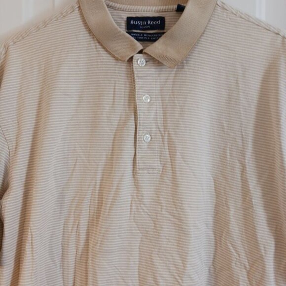 Austin Reed London Polo Shirt Men's XL Striped Double Mercerized Two Ply Cotton - Picture 4 of 5